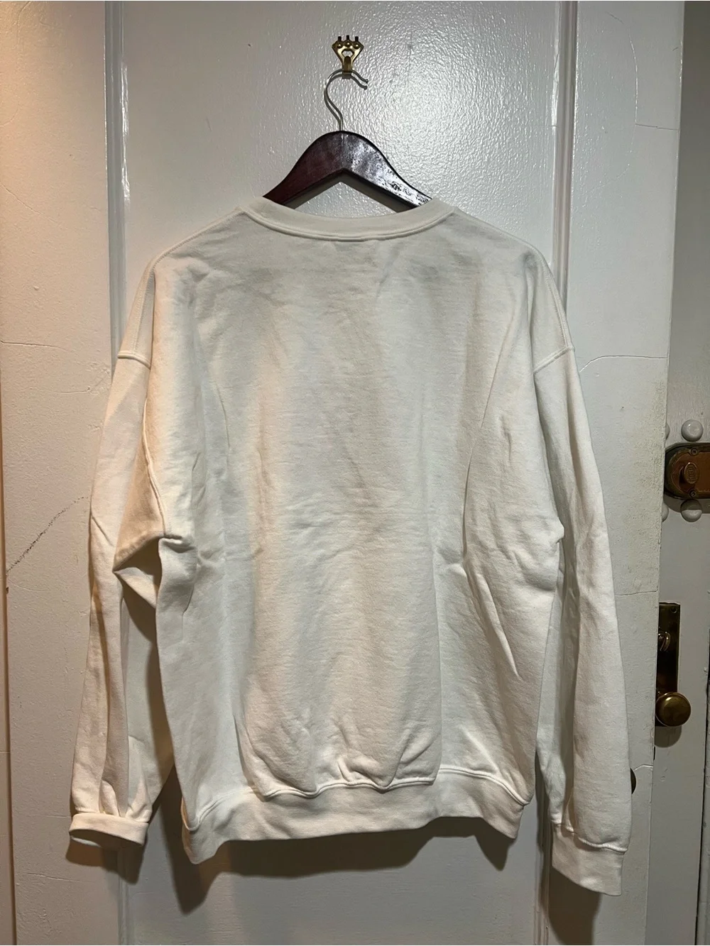 Custom Nike White Crewneck Sweatshirt with Pink Heart Logo - Picture 3 of 4